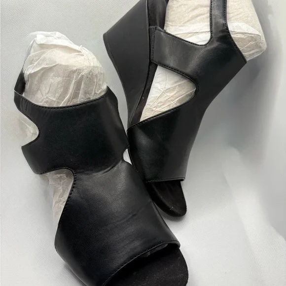 Black Wedge Sandals - Picture 3 of 5